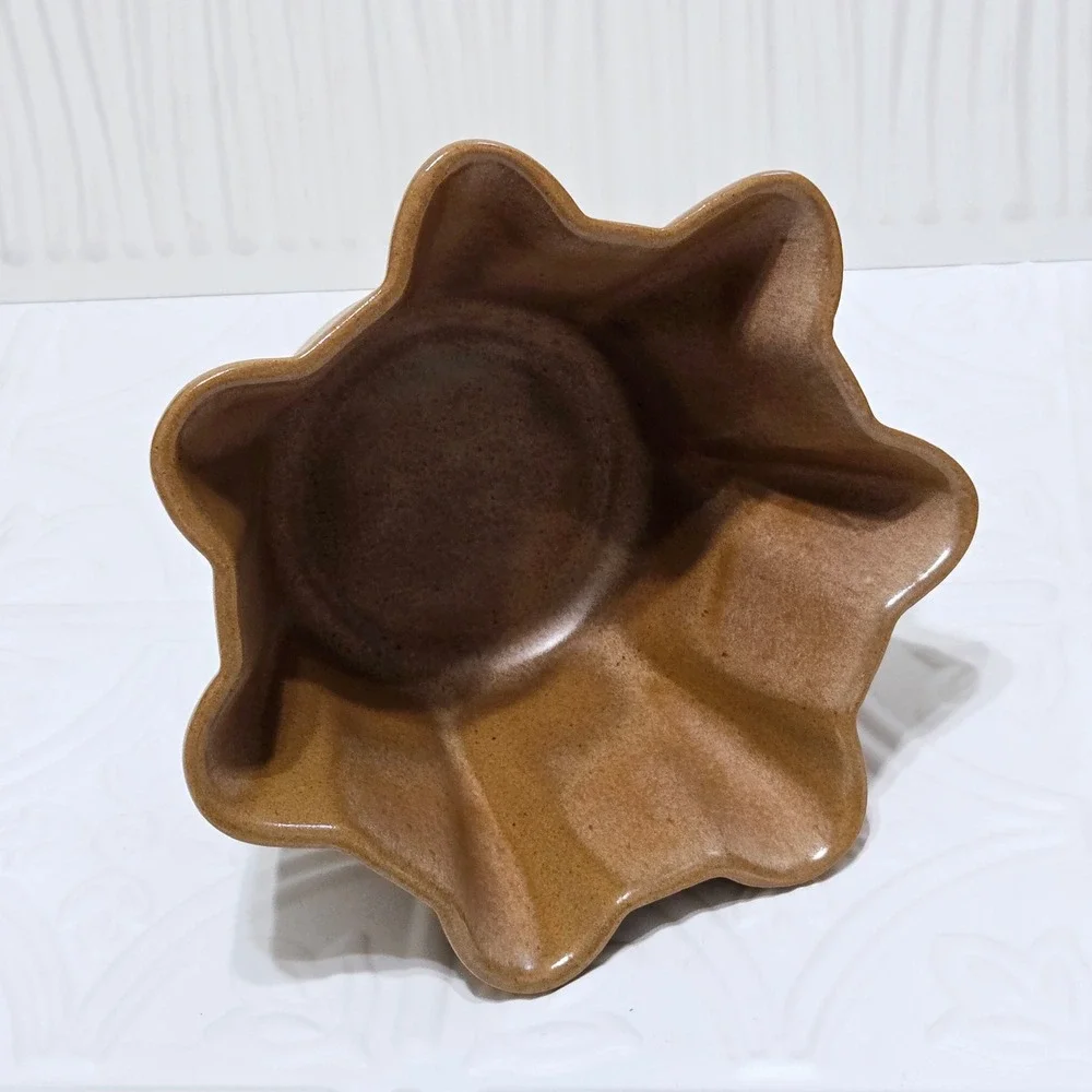 Frankoma Pottery Fluted‎ Bowl Dish Brown Tan F33